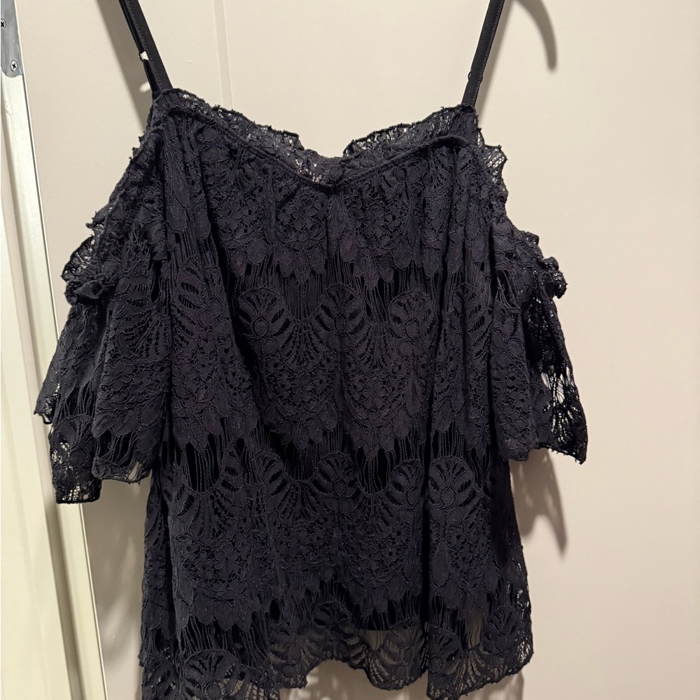 love, Fire Black Lace Off-Shoulder Blouse